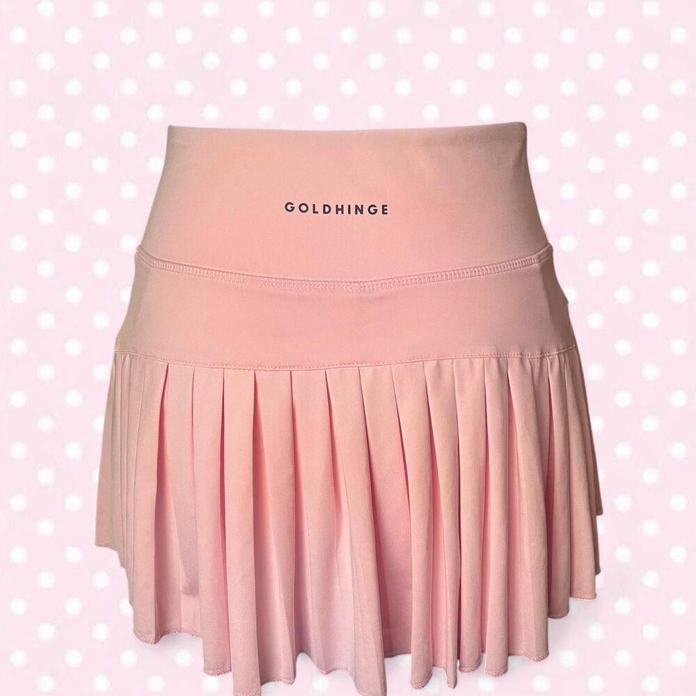 Gold Hinge Pink Pleated Mini Skirt